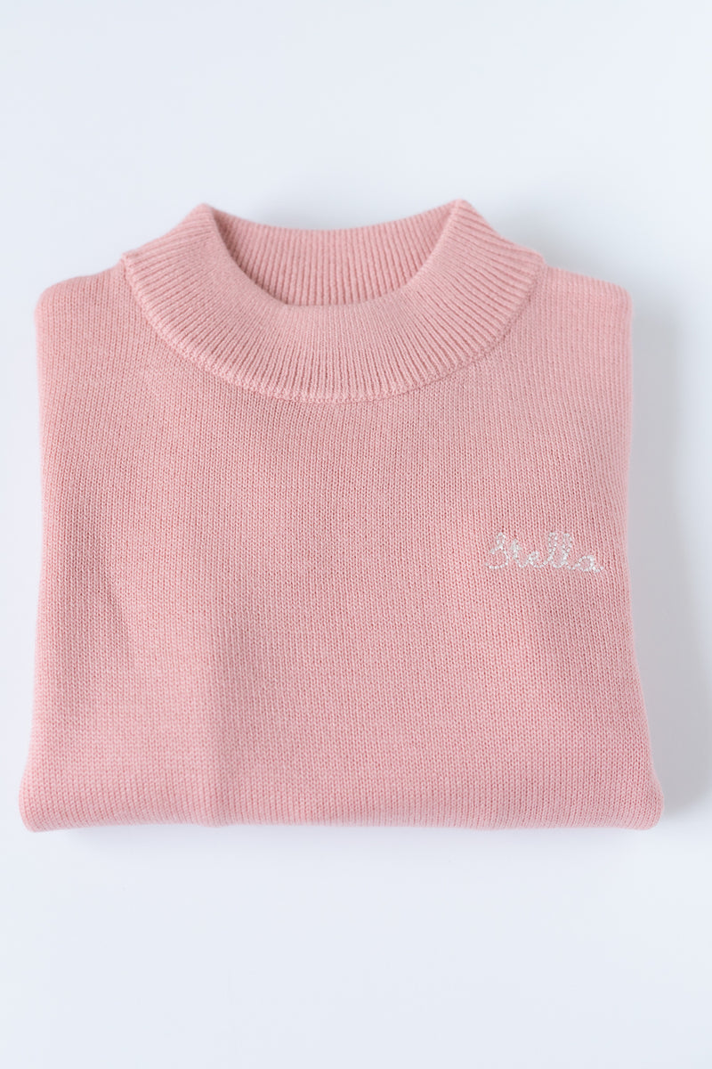 Snuggly Days Light Pink Cropped Mock Neck Sweater